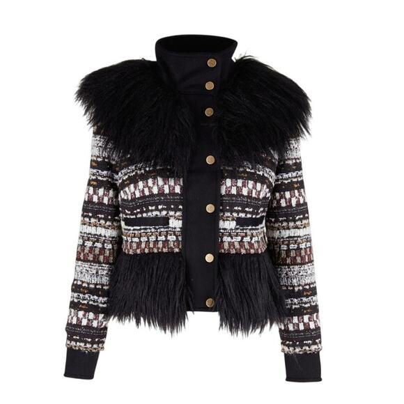 Veronica Beard Nelway Faux Shearling Tweed Jacket Size Small - Picture 2 of 8